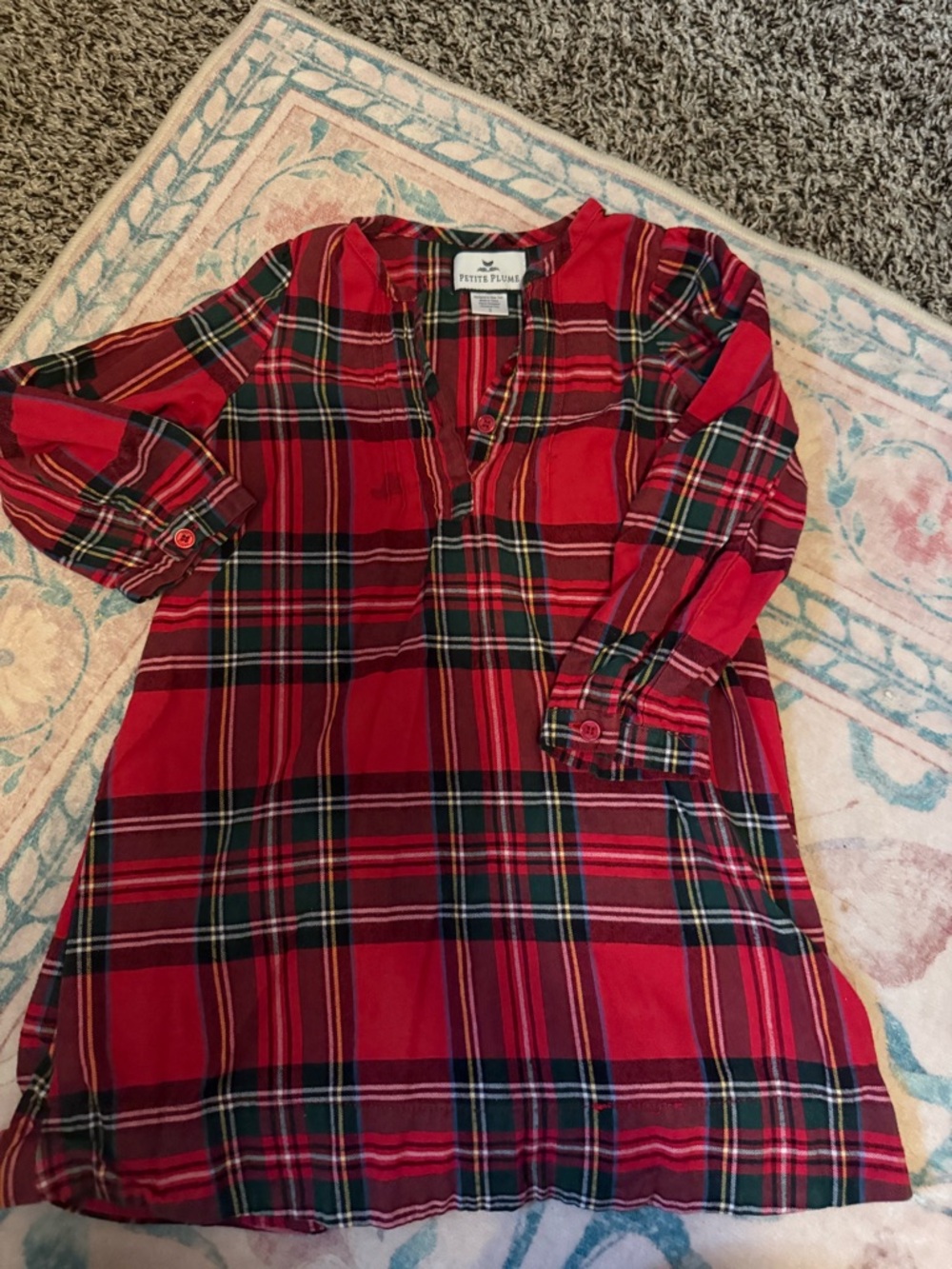 Petite plume Red Plaid nightgown
